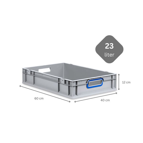 PROREGAL Spar Set 5x Eurobox Nextgen Color Mit Auflagedeckel & Schiebeschnappverschlüsse HxBxT 12 x 40 x 60 cm Griffe Blau Offen Glatter Boden