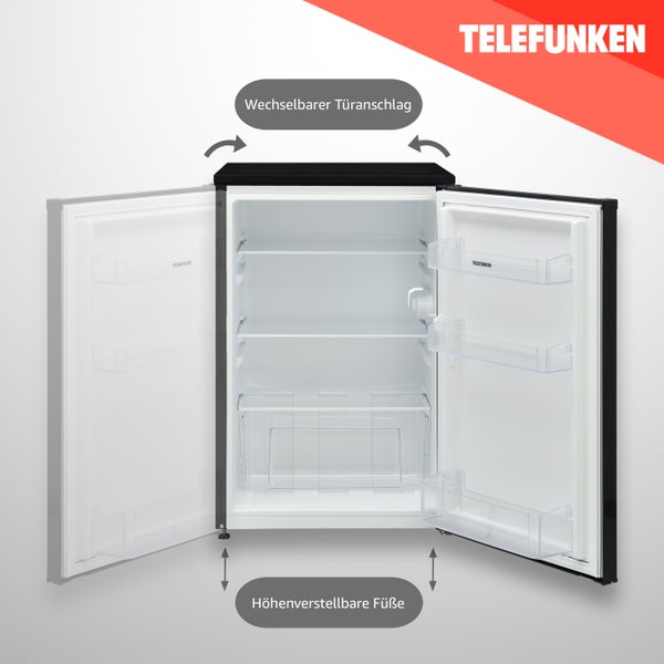 Telefunken Kühlschrank ohne Gefrierfach freistehend 135 Liter Kühlschrank klein mit Gemüsefach Standkühlschrank