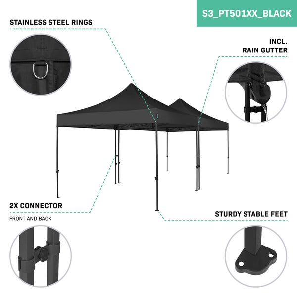 VONROC Pavillon 6x3m wasserdicht stabil - Partyzelt EasyUp System [3Min Aufbau] Popup Faltpavillon modular erweiterbar als Festival Zelt, Gartenpavillon