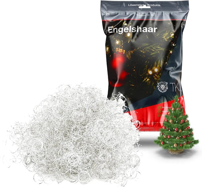 Engelshaar mit Weihnachtsbaum und Verpackung