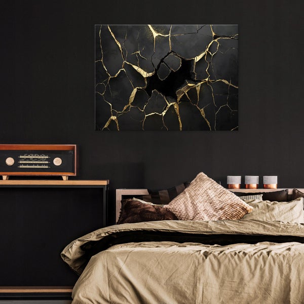 Leinwandbild Abstrakt schwarz gold Modern Wandbild 60x40 cm