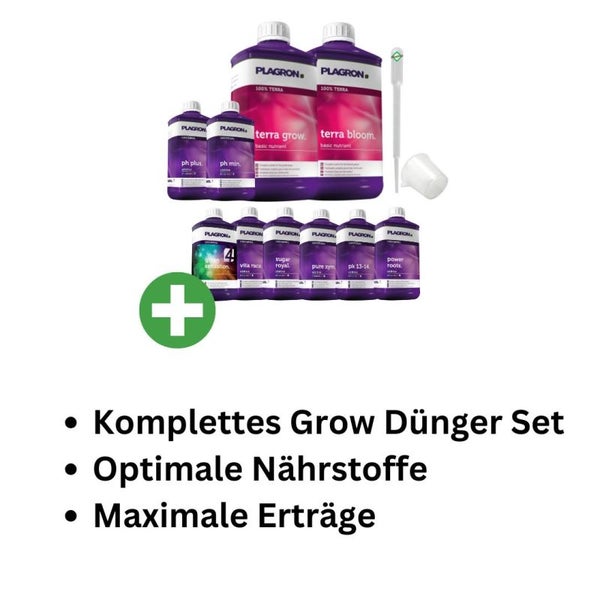 Plagron Terra XXL 10-Teiliges Dünger Set – Komplettnährstoffversorgung für gesundes Wachstum & Blüte | Für Anfänger geeignet, inklusive Terra Grow, Bloom, Power Roots, Vita Race & Green Sensation