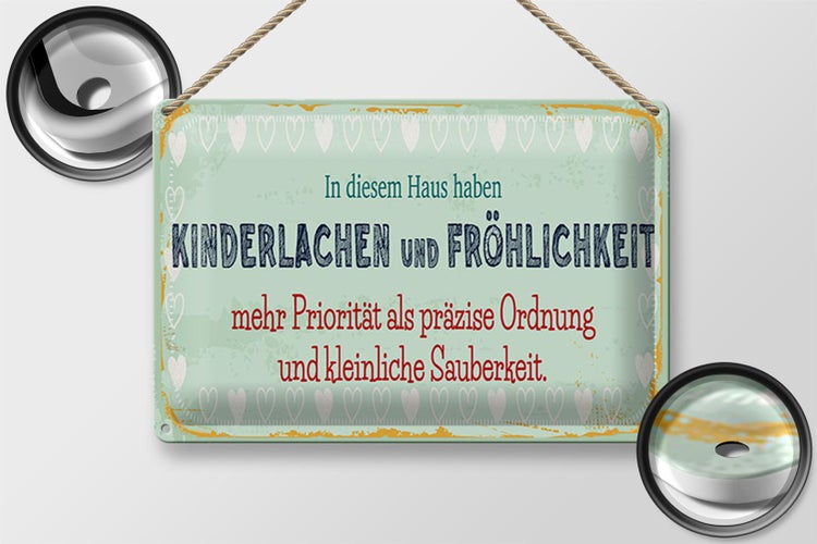Blechschild Spruch 30x20cm Kinderlachen und Fröhlichkeit