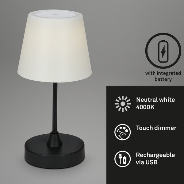 LED Tischleuchte Tischlampe Außen Touchfunktion IP44 4000K schwarz Briloner