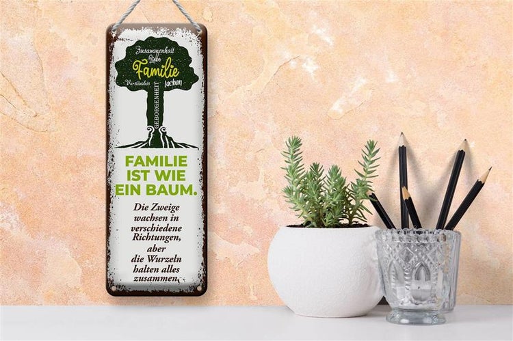 Blechschild Spruch Familie ist wie ein Baum 10x27cm Dekoration