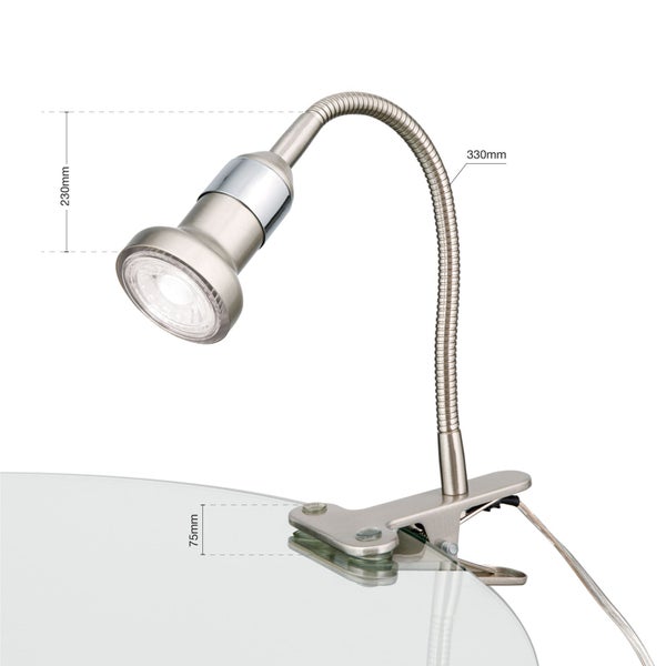 Klemmleuchte mit flexiblem Arm und LED-Leuchtmittel, circa 230 mm hoch