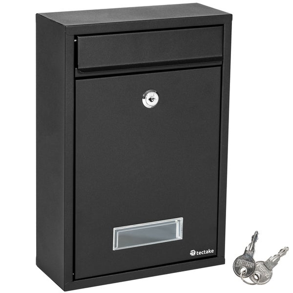 Briefkasten tectake  215 x 90 x 320 mm aus beschichtetem Stahl schwarz
