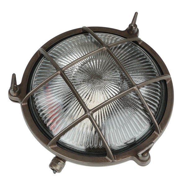 Runde Wandleuchte mit Schutzgitter für den Aussenbereich