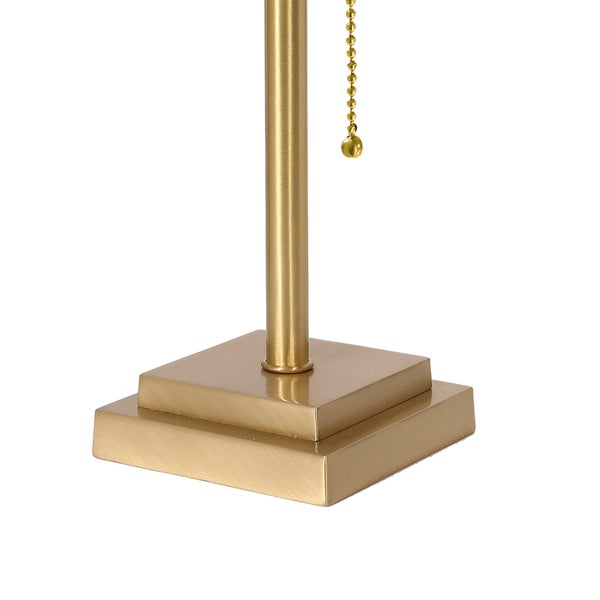 Detailansicht des Lampenfußes mit Metallsäule und Zugschalter