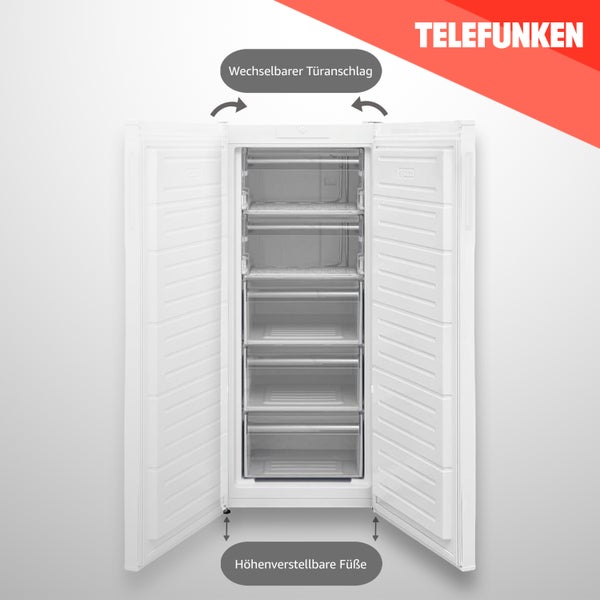 Telefunken Gefrierschrank groß Tiefkühlschrank freistehend 175 Liter 4*-Gefrieren 40 dB F-GS-145-E-W weiß