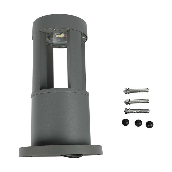 Graue Außenleuchte mit Befestigungsmaterial