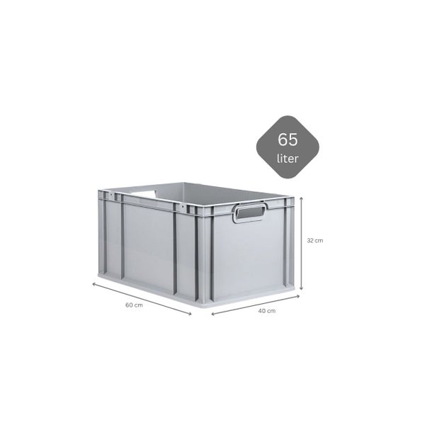 PROREGAL SuperSparSet 3x Eurobox NextGen Grip mit Scharnierdeckel und Grünen Schiebeschnappverschlüssen HxBxT 32 x 40 x 60 cm 65 Liter
