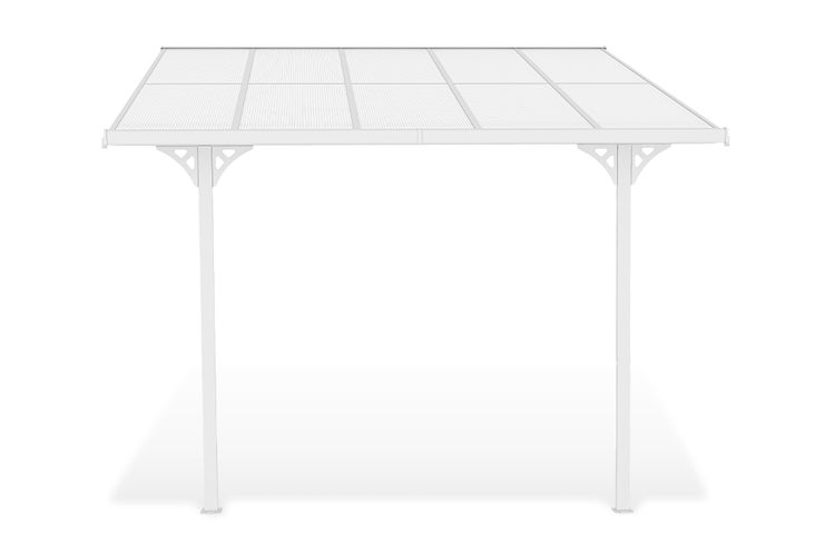 Terrassenüberdachung garten alu Weiß KLEO - Höhe verstellbar 313x300x225/270 cm - mit Polycarbonat Dach Weiß halbtransparent 6mm Auch Pergola/Carport