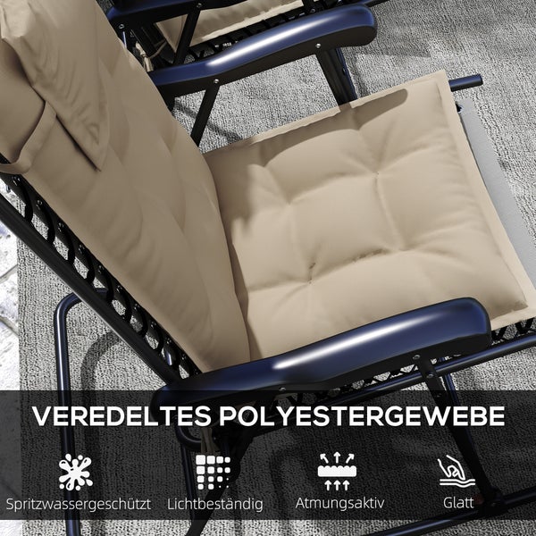 Outsunny 2er Set Auflage für Sonnenliege Wasserabweisend Liegenauflage für Gartenliege Polsterauflage für Strandliege Liegestuhl Kissen Polster für Gartenmöbel Auflagen 50x116x5 cm, Beige