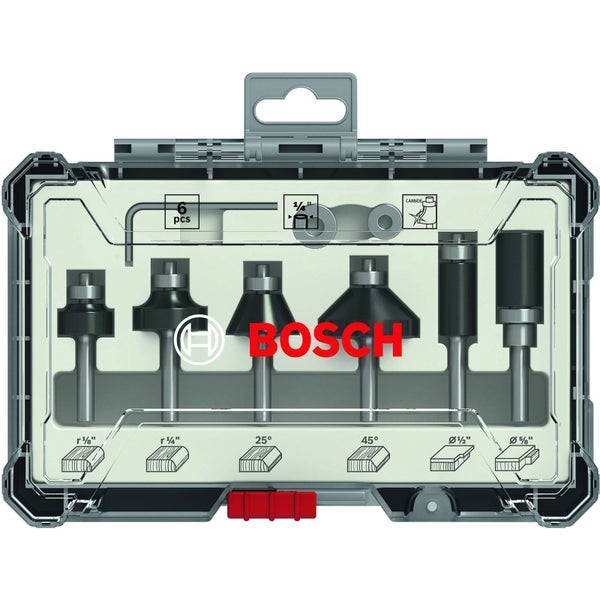 Bosch 6tlg. Trim&Edging Set ¼” Schaft geegnet für Kantenfräse GKF - 2607017470