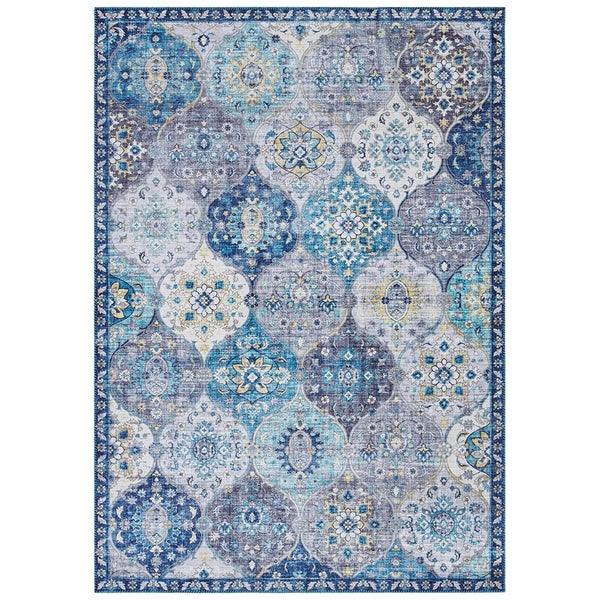Kurzflor Teppich Kashmir Ghom Jeansblau - 80x150x0,7cm