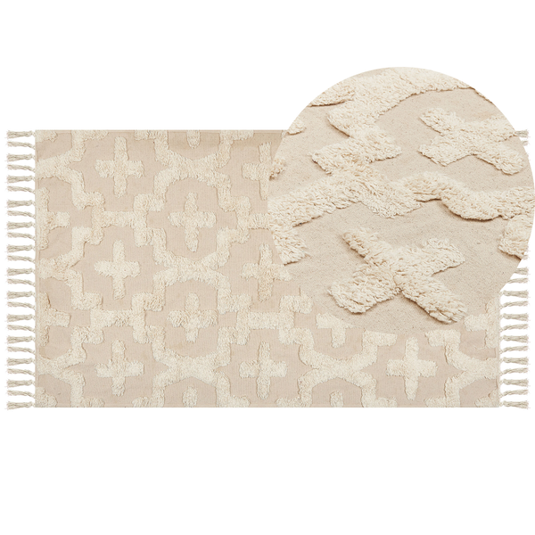Teppich ITANAGAR Beige 80 x 150 cm Baumwolle
