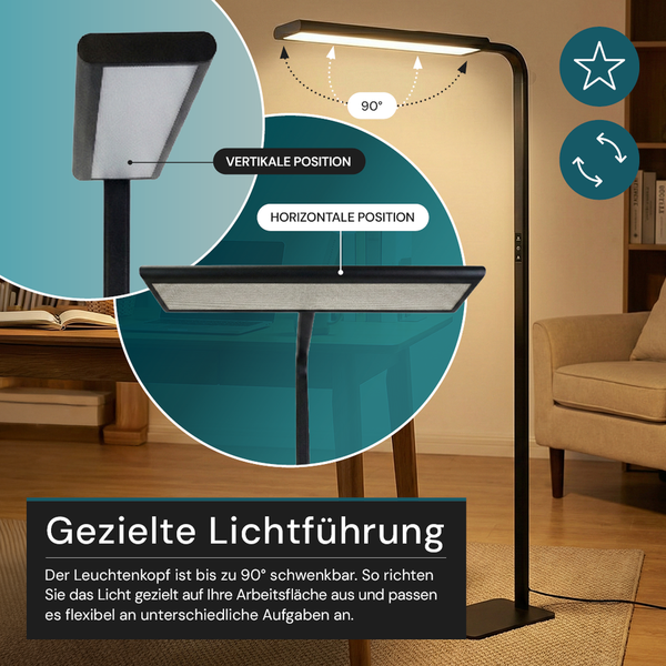 Schwenkbare LED Stehleuchte zur gezielten Ausleuchtung