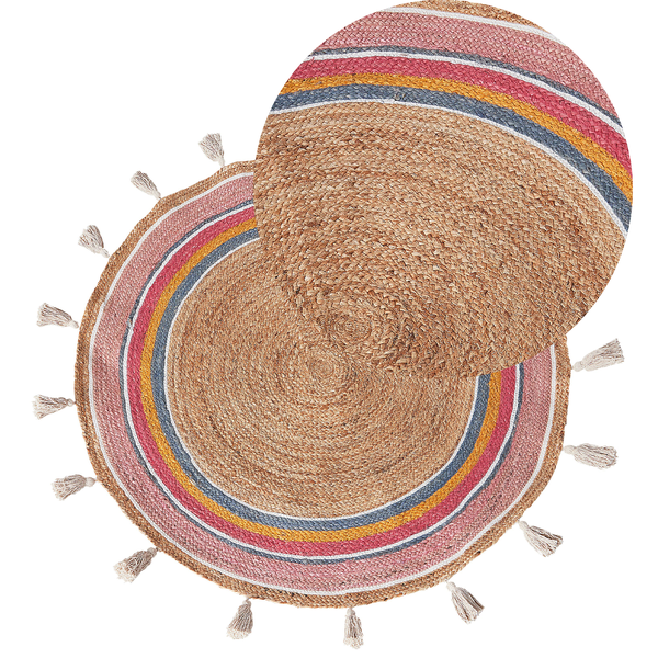 Kinderteppich ZANAVI Bunt ø 120 cm Jute