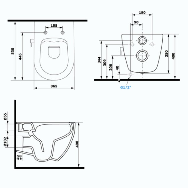 Isvea WC Toilet Badezimmer Wand-WC mit Dusch-WC Lachsrosa mit Softclose-Sitz