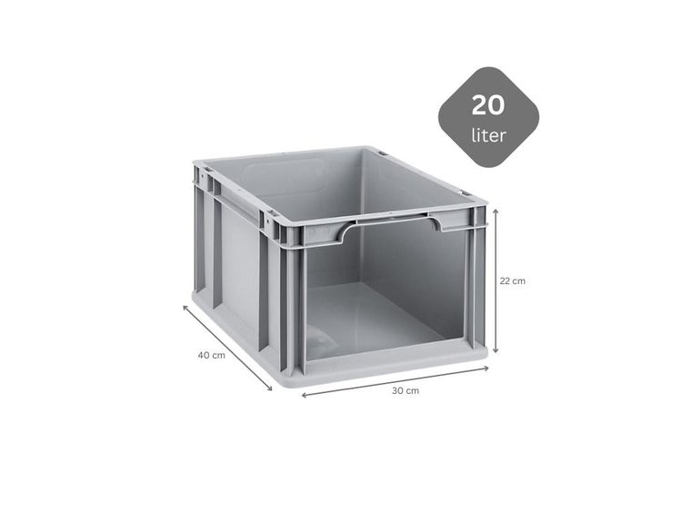 PROREGAL SparSet 10x Eurobox NextGen Store HxBxT 22 x 30 x 40 cm 20 Liter Front Offen Eurobehälter Transportbox