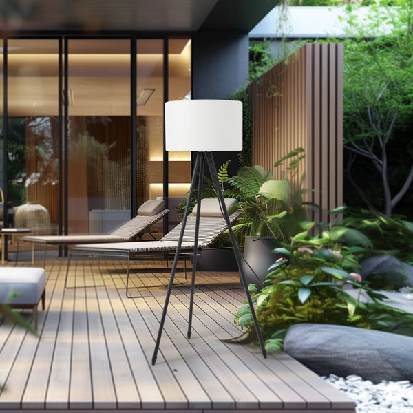 Lucande Dreibein Stehlampe Terrassenlampe, Stehleuchte Terrassenleuchte IP65 Außenleuchte mit Strom 1x E27 ohne Leuchtmittel Gartenlampe Outdoorstehlampe