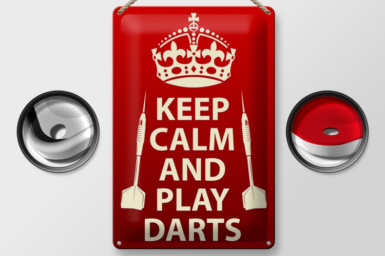 Blechschild Spruch 20x30cm Keep Calm and play Darts