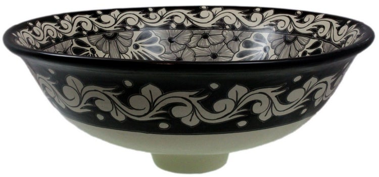 Keramikwaschbecken mit floralem Muster