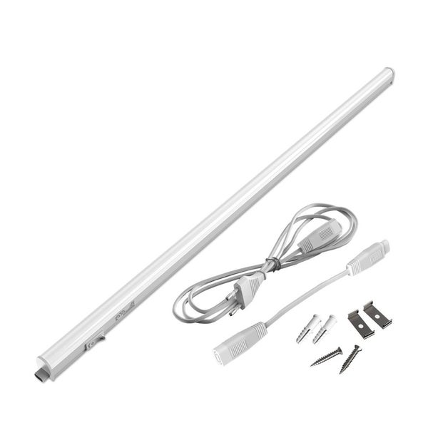 LED Unterbauleuchte Set inklusive Netzkabel, Verbindungskabel, Schrauben, Dübeln und Montageclips.
