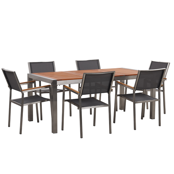 Gartenmöbel Set 6-Sitzer GROSSETO Eukalyptusholz Braun / Grau