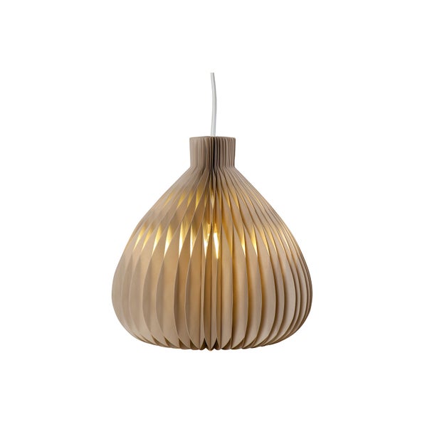 Hängelampe mit Holzlamellen