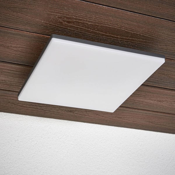 Lucande LED Deckenleuchten Henni mit Bewegungsmelder (Modern) in Alu (1 flammig, ) - Außenleuchte für Garten Terasse Balkon & Haus Deckenleuchte