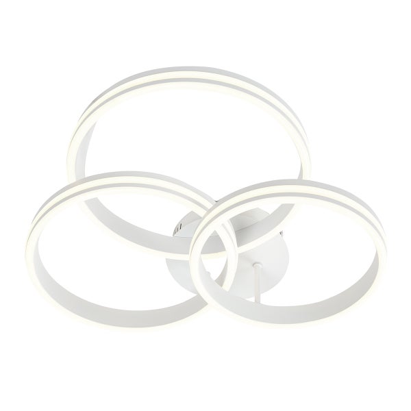 Moderne Deckenleuchte mit drei ineinander verschlungenen Ringen