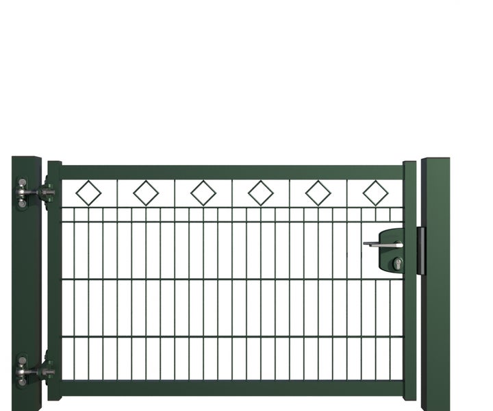 Gartentür aus Metall mit Rautenmuster