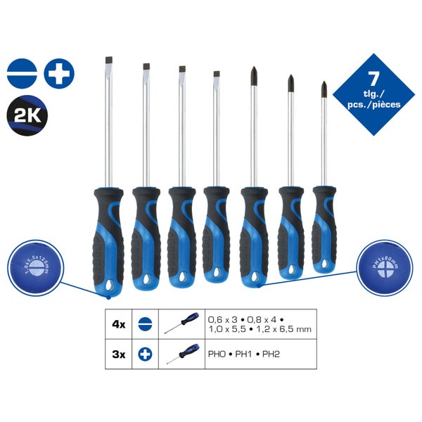 BRILLIANT TOOLS Schraubendreher-Satz 7tlg. Schlitz PH - BT033007