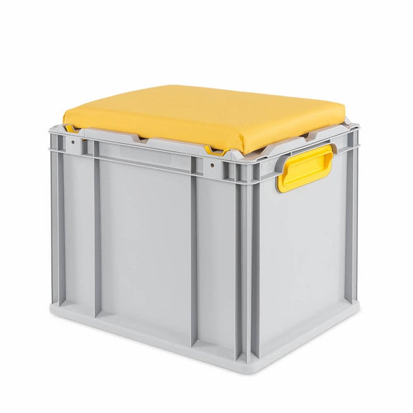 PROREGAL Eurobox NextGen Seat Box Gelb HxBxT 36,5 x 30 x 40 cm 30 Liter Griffe Geschlossen Eurobehälter Sitzbox Transportbox