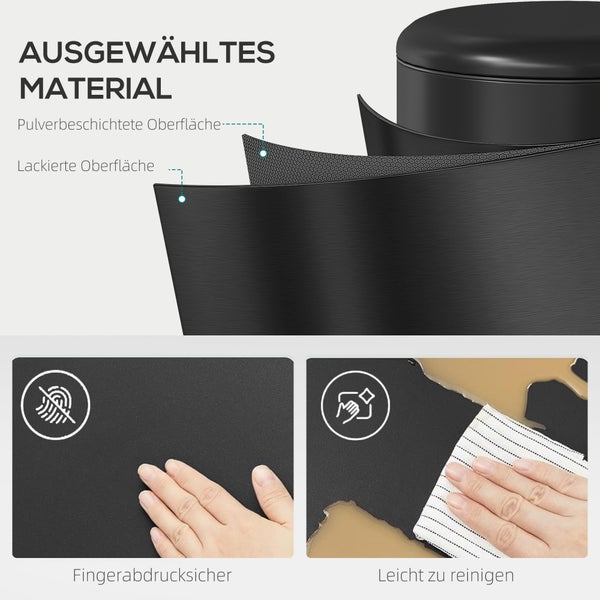 Detailansicht der Materialschichten mit pulverbeschichteter und lackierter Oberfläche, fingerabdruckresistent und leicht zu reinigen.