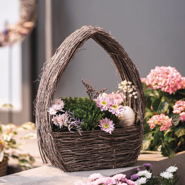 FRANK FLECHTWAREN|Pflanzer Osterei, 30 x 15 x 44 cm, ULME, METALL, FOLIE