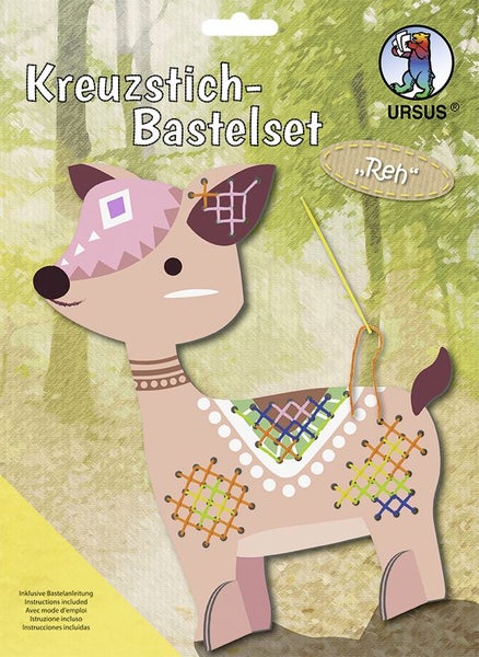 URSUS Sticken Kreuzstich-Bastelset Reh