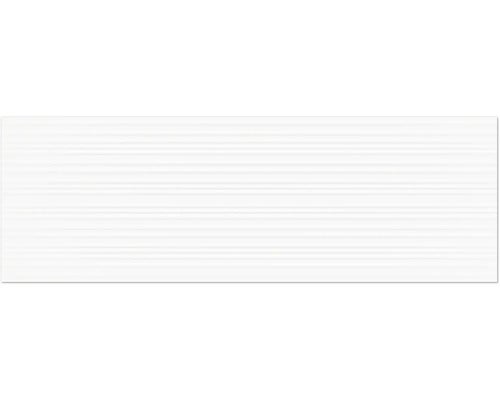 Weiße Wandfliese mit horizontaler Linienstruktur