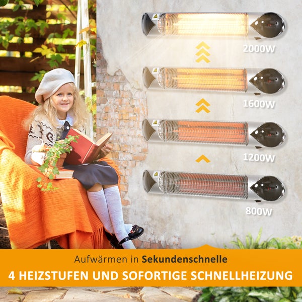 Outsunny Heizstrahler, 4 Heizstufen 800/1200/1600/2000W HORNBACH