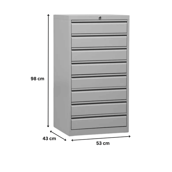 PROREGAL Schubladenschrank Swan 8 Schubladen HxBxT 98 x 53 x 43 cm Grau