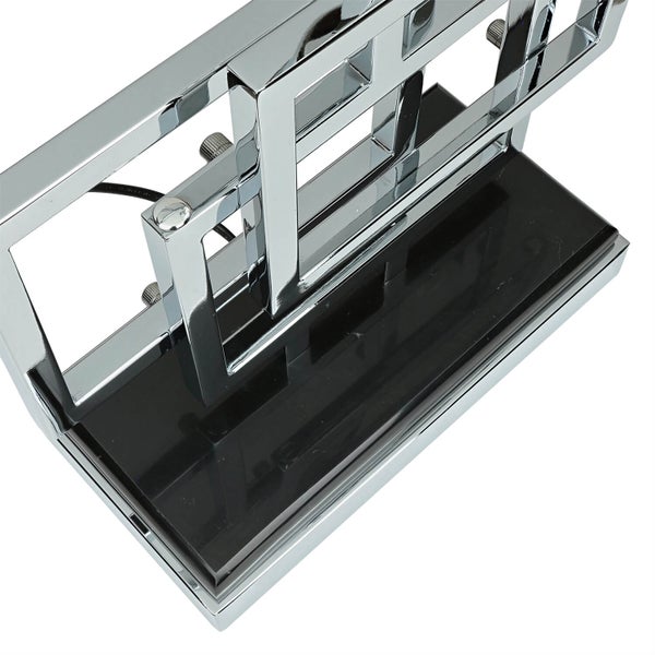 Dekorative Tischleuchte mit geometrischem Chromrahmen und Sockel