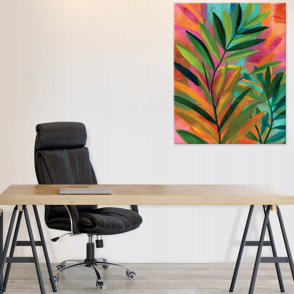 Leinwandbild Blätter Abstrakt Aquarell PP16227O20 Wandbilder Wohnzimmer Schlafzimmer 80x120 cm