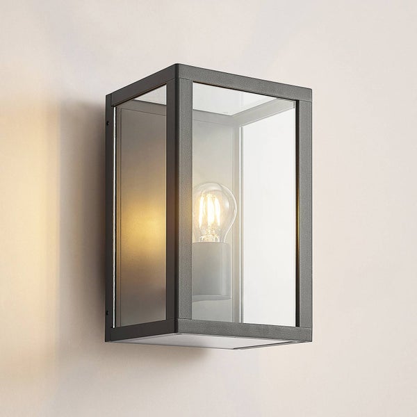 Lindby Wandleuchte außen Giavanna (spritzwassergeschützt (Modern) in Schwarz aus Aluminium (1 flammig, E27) - Außenwandleuchten Wandlampe Led Außenlampe Outdoor für Außenwand/Hauswand