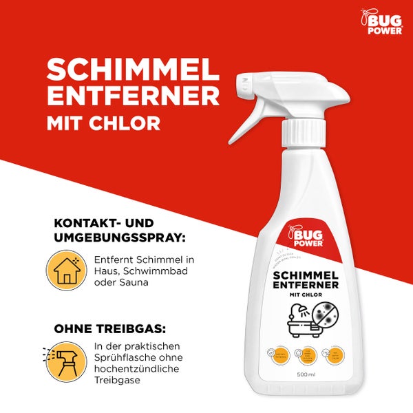 Silberkraft Schimmelentferner mit Aktiv-Chlor 500ml, Stark gegen Schimmel, Stockflecken, Sofort- & Langzeitschutz für Bad, Dusche, Fliesen, Fugen, Keller & Wände, Inkl. 70-seitigem Schimmel-Ratgeber