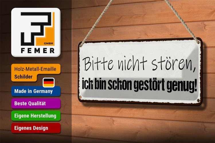 Blechschild Spruch 27x10cm bitte nicht stören bin genug Dekoration