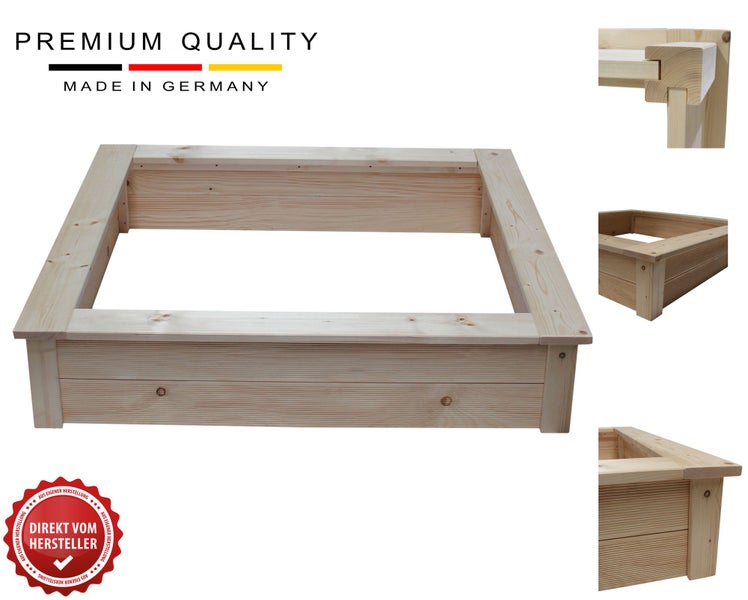 Sandkasten 190x190cm Kinder Clamaro Massivholz Tannenholz Natur Unbehandelt