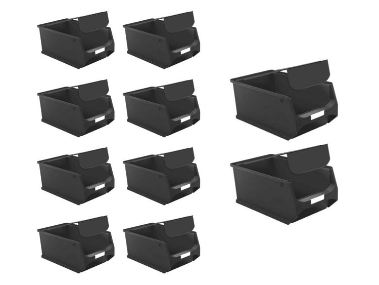 PROREGAL SparSet 10 x Leitfähige Sichtlagerbox 4.0 Mit Abdeckung HxBxT 15 x 20 x 35 cm 7,2 Liter ESD Sichtlagerbehälter Sichtlagerkasten