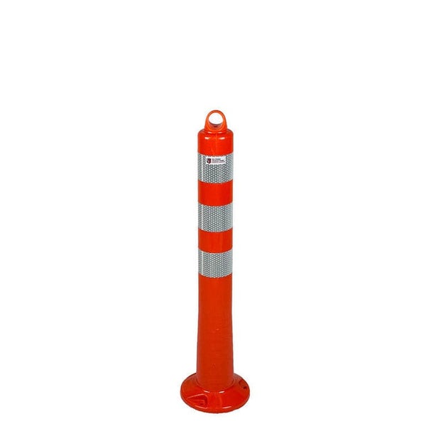 Absperrpfosten orange flexibel 75cm Set mit Kette +Befestigung + Reflexfolie / 10  Pfosten (15m Kette)